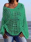 Loose Hollow-Out Knit Cover-Up Sweater