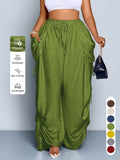 Loose Vintage Punk Drawstring Ruched High-Waisted Wide Leg Pants