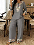 Bohemian Floral Embroidered Two-Piece Set