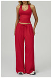 Halter Neck Tank Top & Wide Leg Pants Yoga Set