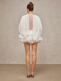 Lace Long Sleeve Ruffled Mini Dress
