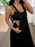 Two-Piece Knit Maxi Dress with Inner Camisole Set