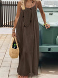 Backless Sleeveless Tie-Back Maxi Dress