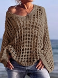 Loose Hollow-Out Knit Cover-Up Sweater