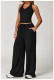 Halter Neck Tank Top & Wide Leg Pants Yoga Set