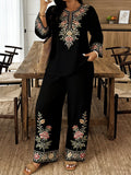 Bohemian Floral Embroidered Two-Piece Set