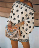 Bohemian Floral Print Off-Shoulder Top & Shorts Two-Piece Set