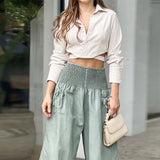 Sexy Bandage Shirt Lace Capri Suit