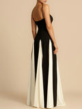 Color Block Cami Maxi Dress with Flared Skirt