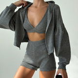 Zip-Up Hoodie and Jogger Set in Casual Sporty Style
