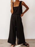 Casual Loose Solid Color Sleeveless Two-piece Suit