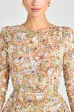 Sheer Floral Embellished Tulip Mini Gown