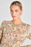Sheer Floral Embellished Tulip Mini Gown