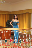 Teal Lace Corset Top & Skirt Two-Piece Set