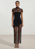 Black Strapless Dress with Lace Capelet and Sheer Overlay