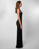 Black Halter Neck Lace Corset Maxi Dress