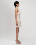 White Halter Ruffle Neck Mini Dress with Chiffon Skirt