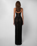 Black Halter Neck Lace Corset Maxi Dress