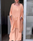 Round Neck Long Sleeve Irregular Loose Suit