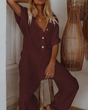 Casual jumpsuit with pockets and buttons