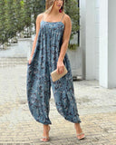 Casual Print Suspender Jumpsuit