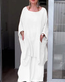 Round Neck Long Sleeve Irregular Loose Suit