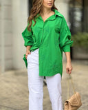 Green Shirt and White Trousers Suit