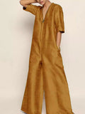 Solid Color Breathable Loose Jumpsuit