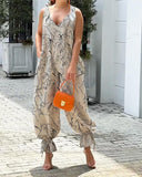 Printed V-Neck Sleeveless Jumpsuit