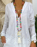 V-neck Shirt Shorts White Versatile Suit