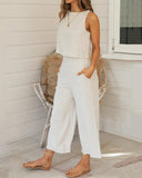 Casual Sleeveless Two Piece Suit