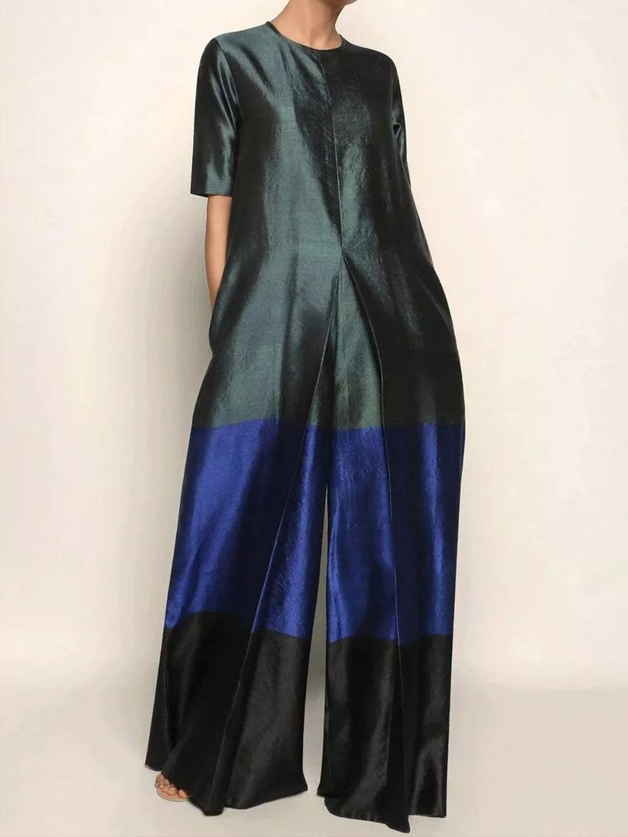 Contrast Printed Long Sleeved Jumpsuit