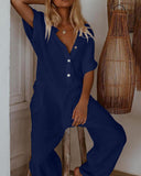 Casual jumpsuit with pockets and buttons