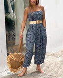 Casual Print Suspender Jumpsuit