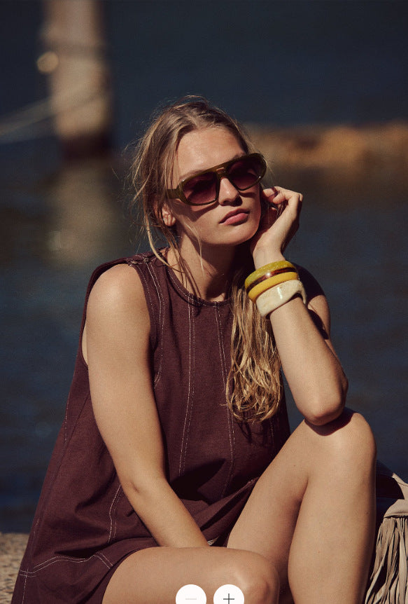 Contrast Stitch Sleeveless Tank & Shorts Two-Piece Casual Set