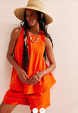 Contrast Stitch Sleeveless Tank & Shorts Two-Piece Casual Set